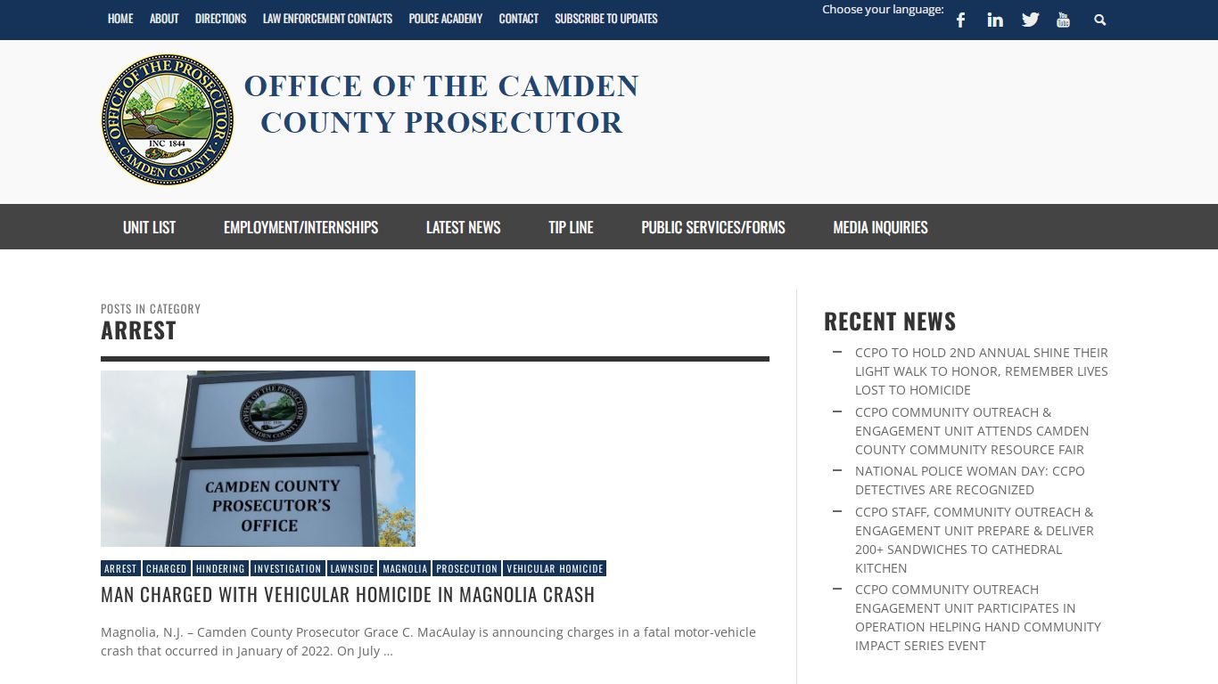 Arrest Archives - Office of the Prosecutor Camden County